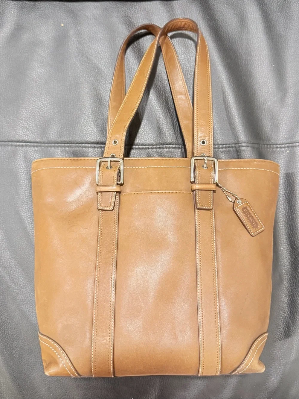 Vintage Coach Hampton Leather Shoulder Tote Bag – Camel Brown / Tan